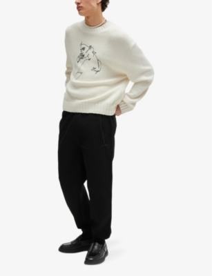 HUGO: Tassel-embellished flat leather moccasins