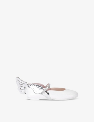 Shop Sophia Webster Kids' Heavenly Wing-embellished Leather Pumps In White