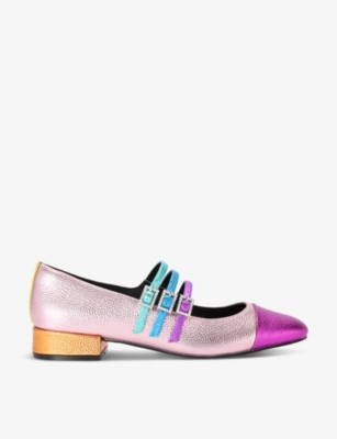 Shop Kurt Geiger Pierra Low Rainbow Leather Mary Jane Courts In Mult/other
