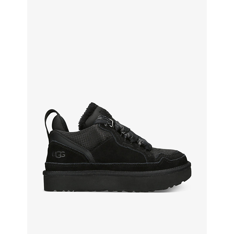 Shop Ugg Lowmel Oversized-tongue Suede Trainers In Black