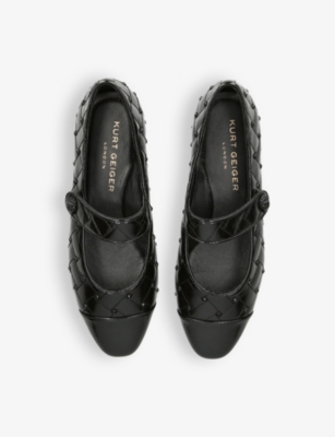 Shop Kurt Geiger London Women's Black Orbit Drench Patent-leather Ballet Flats