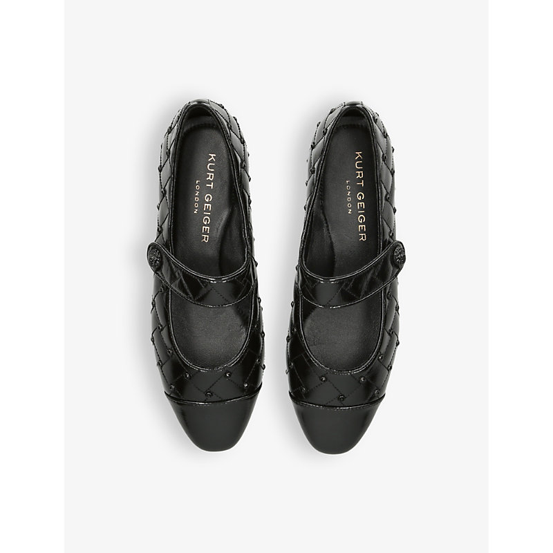 Shop Kurt Geiger London Womens Black Orbit Drench Patent-leather Ballet Flats