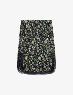 Zadig & Voltaire Zadig&voltaire Women's Noir Jozy Floral-print Silk Midi Skirt