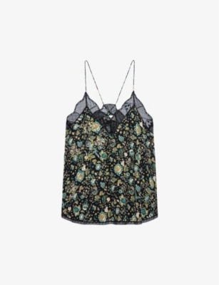 Zadig & Voltaire Zadig&voltaire Womens Noir Christy Diamante-embellished Silk Camisole In Multi-coloured