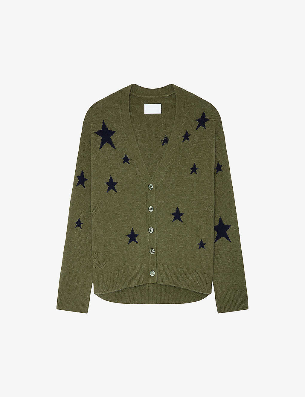 Zadig & Voltaire Mirka Star-pattern Cashmere Cardigan In Green