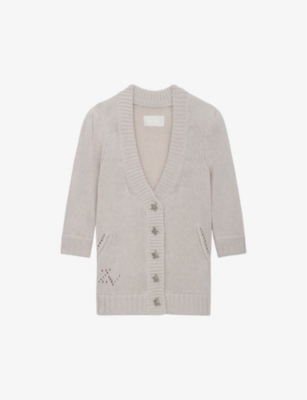 Zadig & Voltaire Zadig&voltaire Womens Ecru Betsy Star-button Cashmere Cardigan In Cream