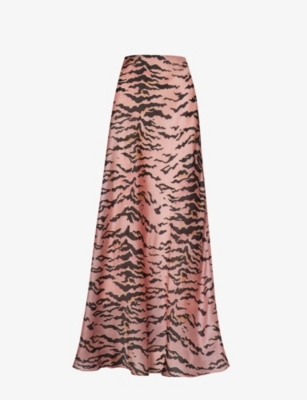 Zimmermann Matchmaker Bias Flare Maxi Skirt In Pink Tiger