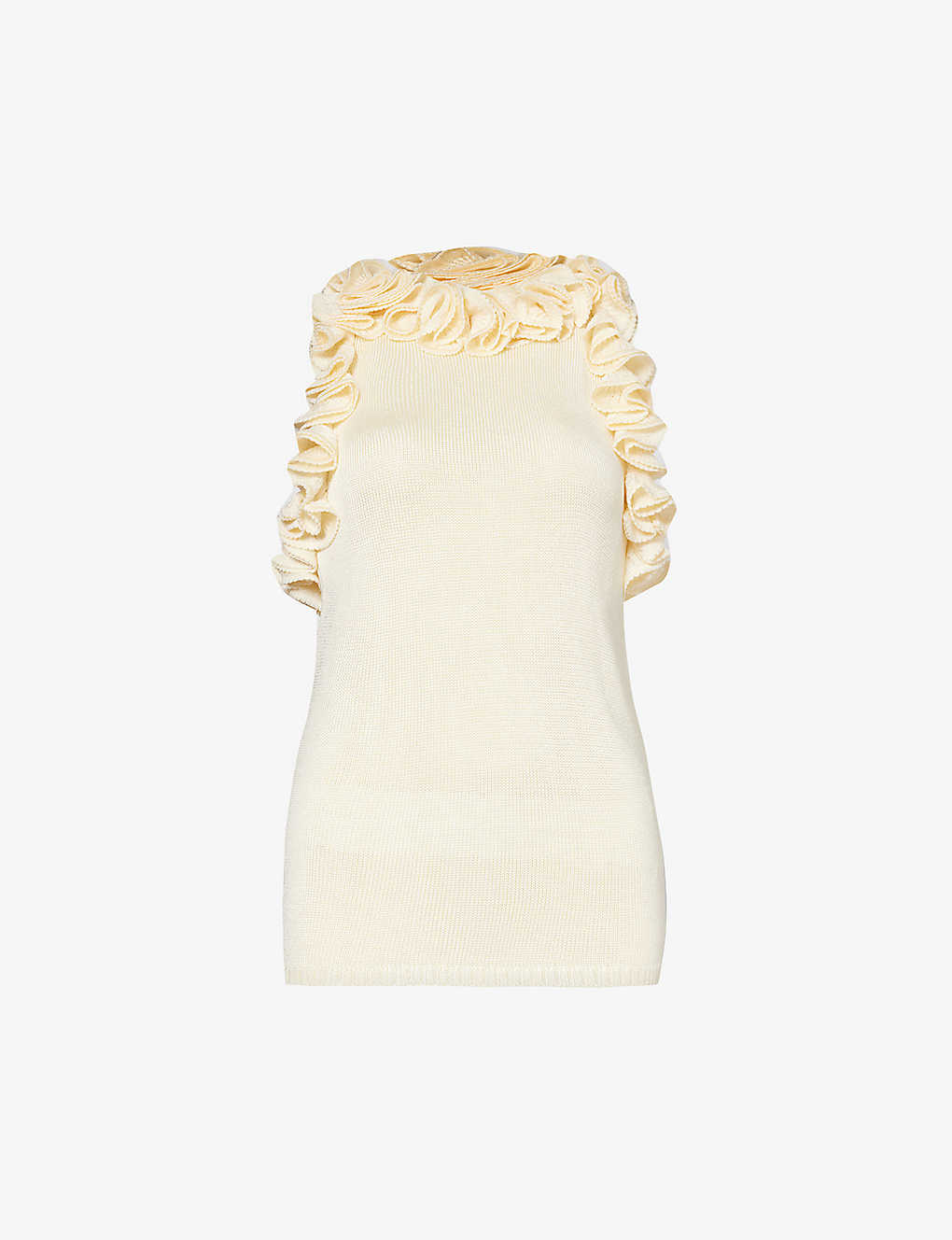 Zimmermann Womens Cream Ruffle-trim Sleeveless Knitted Top