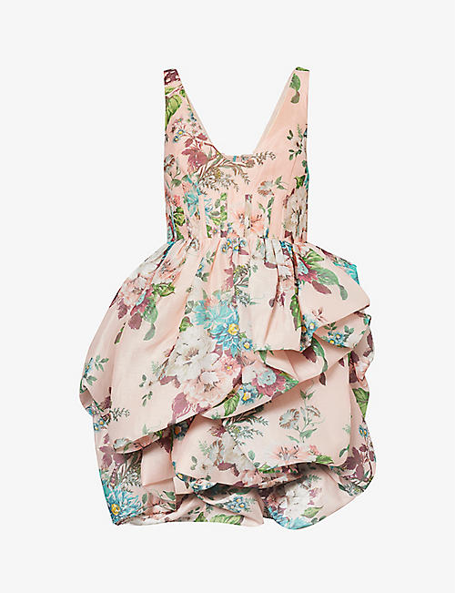 ZIMMERMANN: Matchmaker floral-print linen and silk-blend mini dress