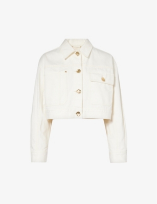 Shop Zimmermann Women's Milk Boxy-fit Cropped Denim Jacket In Cream