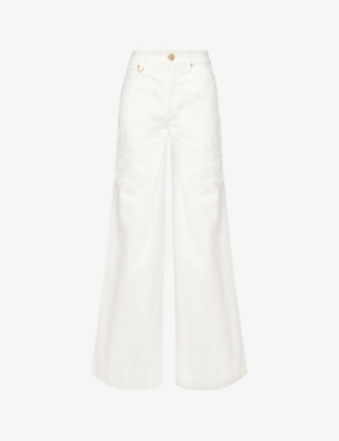 Shop Zimmermann Women's Milk Palazzo Brand-patch Wide-leg High-rise Denim Jeans