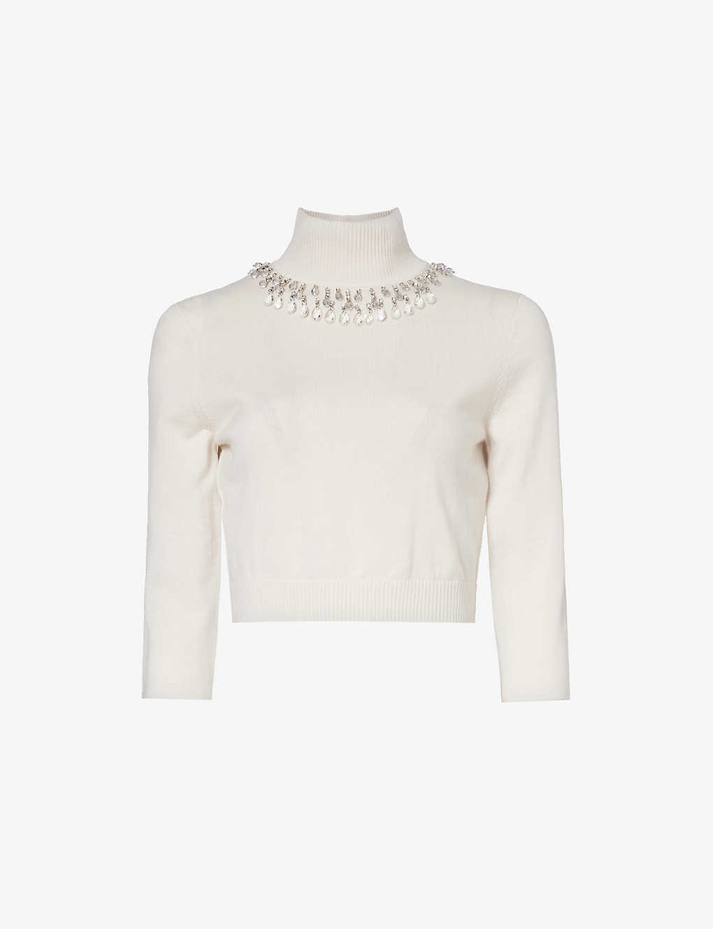 Zimmermann Womens Parchment Round-neck Cropped Wool Top