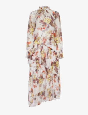 ZIMMERMANN: Floral-print tiered-hem woven midi dress