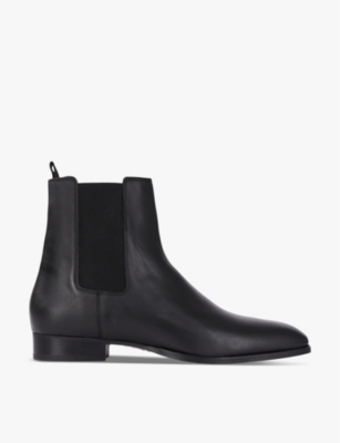 Shop The Kooples Mens  Almond-toe Leather Chelsea Boots In Black