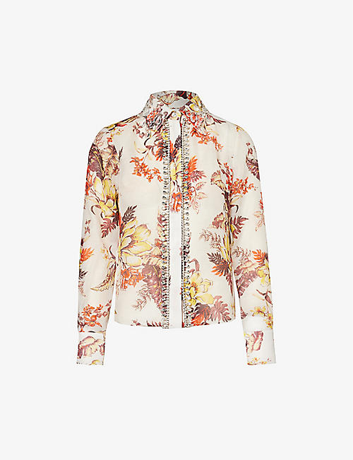 ZIMMERMANN: Matchmaker floral-print linen and silk-blend shirt