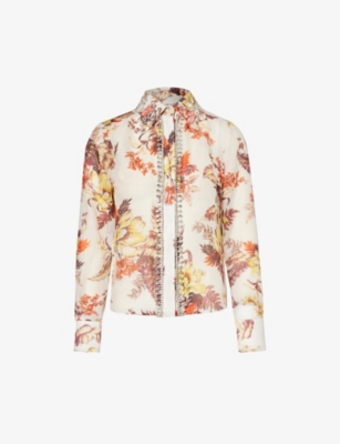 Shop Zimmermann Women's Ivory Tropical Floral Matchmaker Floral-print Linen And Silk-blend Shirt