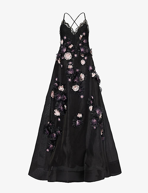 ZIMMERMANN: Daisy floral-embellished linen and silk-blend maxi dress