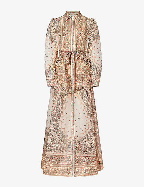 ZIMMERMANN: Matchmaker print-embellished linen and silk-blend maxi dress