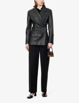 Shop Jacquemus Women's Black La Veste Asymmetric Leather Blazer