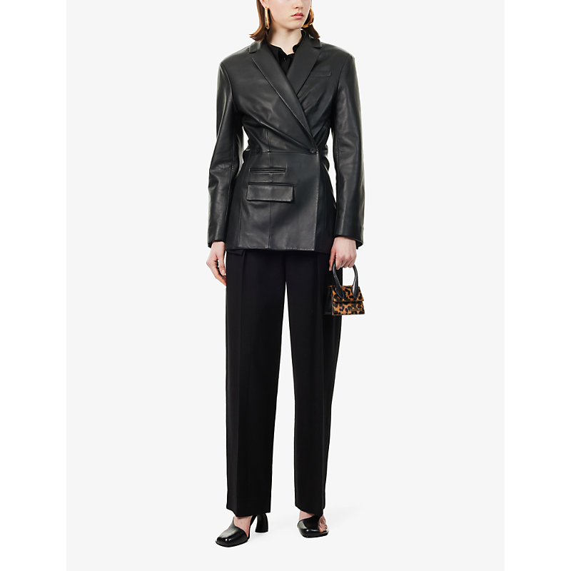 Shop Jacquemus Women's Black La Veste Asymmetric Leather Blazer