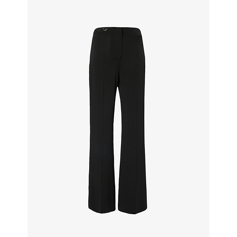 Shop Jacquemus Le Pantalon Apollo D-ring High-rise Flared-leg Stretch-woven Trousers In Black