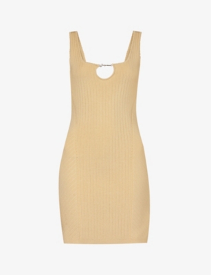 Jacquemus Womens Light Ivory La Robe Sierra Logo-plaque Knitted Mini Dress In Nude (lingerie)