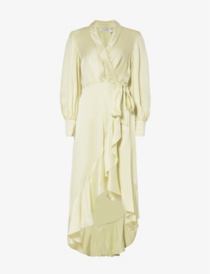 ZIMMERMANN - Plunge-neck wrap-over silk midi dress | Selfridges.com