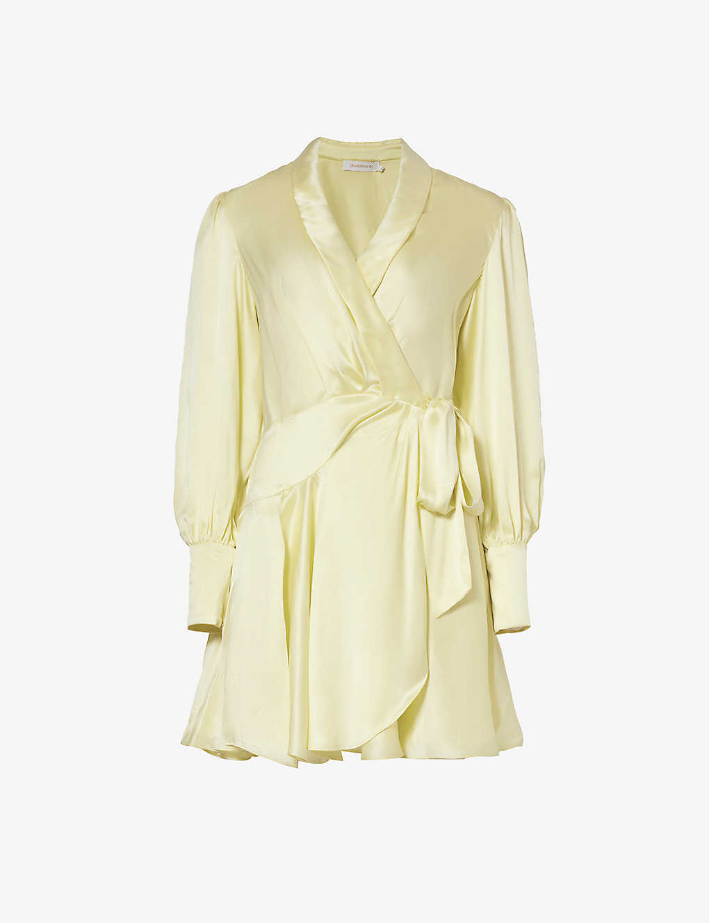 Zimmermann Womens Lemon Plunge-neck Wrap-over Silk Mini Dress