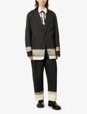 Shop Maison Margiela Men's Dark Grey Gradient-design Notched-lapel Cotton Jacket