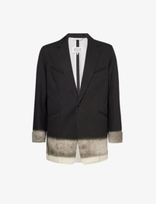 Maison Margiela Mens Dark Grey Gradient-design Notched-lapel Cotton Jacket
