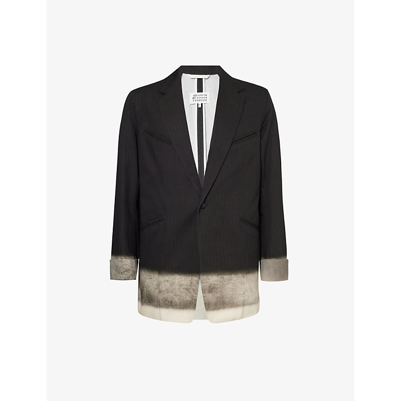 Maison Margiela Mens Dark Grey Gradient-design Notched-lapel Cotton Jacket