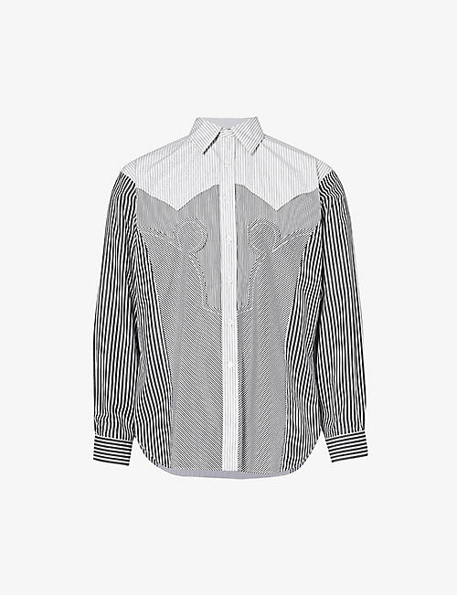 MAISON MARGIELA: Panelled striped cotton-blend shirt