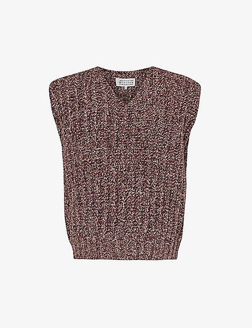 MAISON MARGIELA: Chunky-knit V-neck wool-blend vest