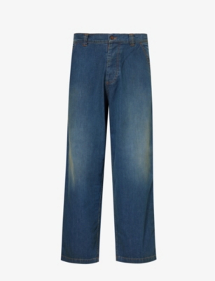 Shop Maison Margiela Men's American Classic Faded-wash Wide-leg Jeans