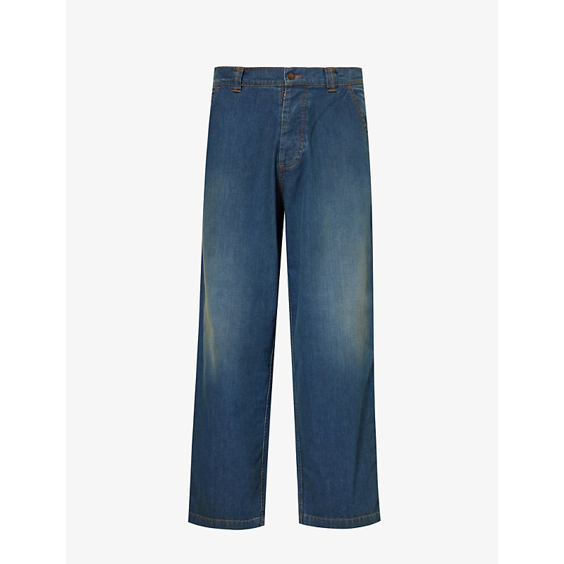 Shop Maison Margiela Mens American Classic Faded-wash Wide-leg Jeans