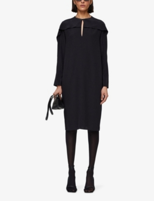 Shop Joseph Women's Black Danville Drape-sleeve Silk-crepe Knee-length Dress