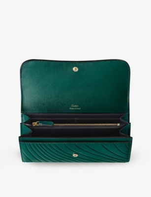 Shop Cartier Panthère De  International Leather Wallet In Green