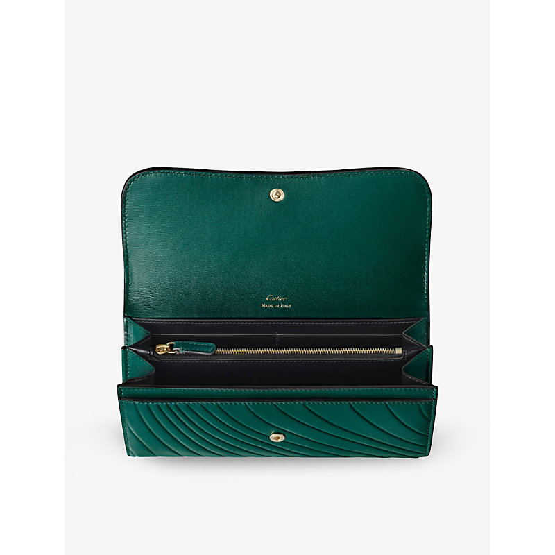 Shop Cartier Panthère De  International Leather Wallet In Green