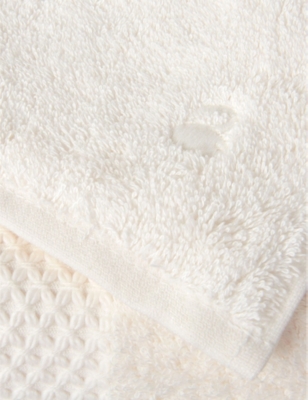 YVES DELORME: Etoile embroidered-stripe cotton-blend hand towel