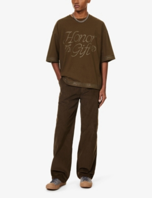 Shop Honor The Gift Men's Brown Graphic-print Crewneck Cotton-jersey T-shirt