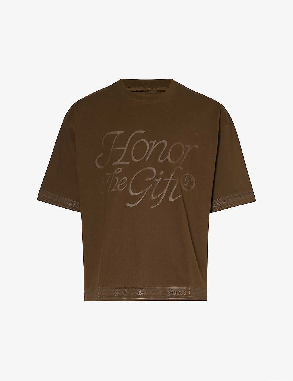 Honor The Gift Graphic-print Crewneck Cotton-jersey T-shirt In Brown