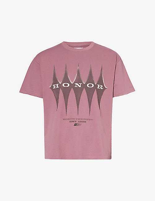 HONOR THE GIFT：钻石图案印花平纹针织棉 T 恤