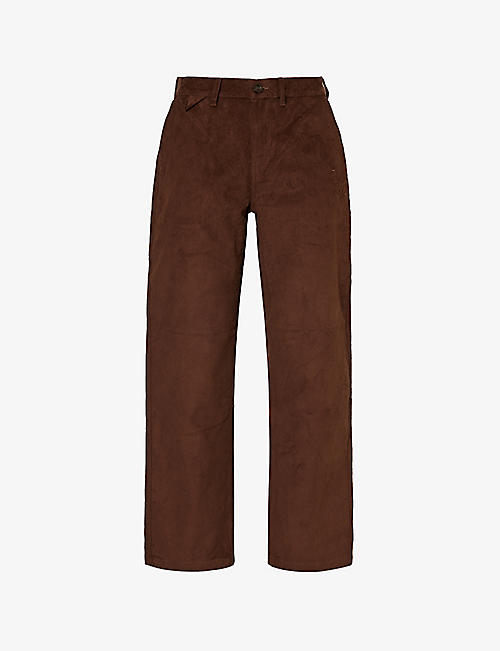 HONOR THE GIFT: Brand-embroidered cotton-corduroy trousers