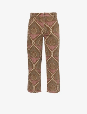 Honor The Gift Brand-embroidered Five-pocket Wide-leg Regular-fit Jeans In Brown