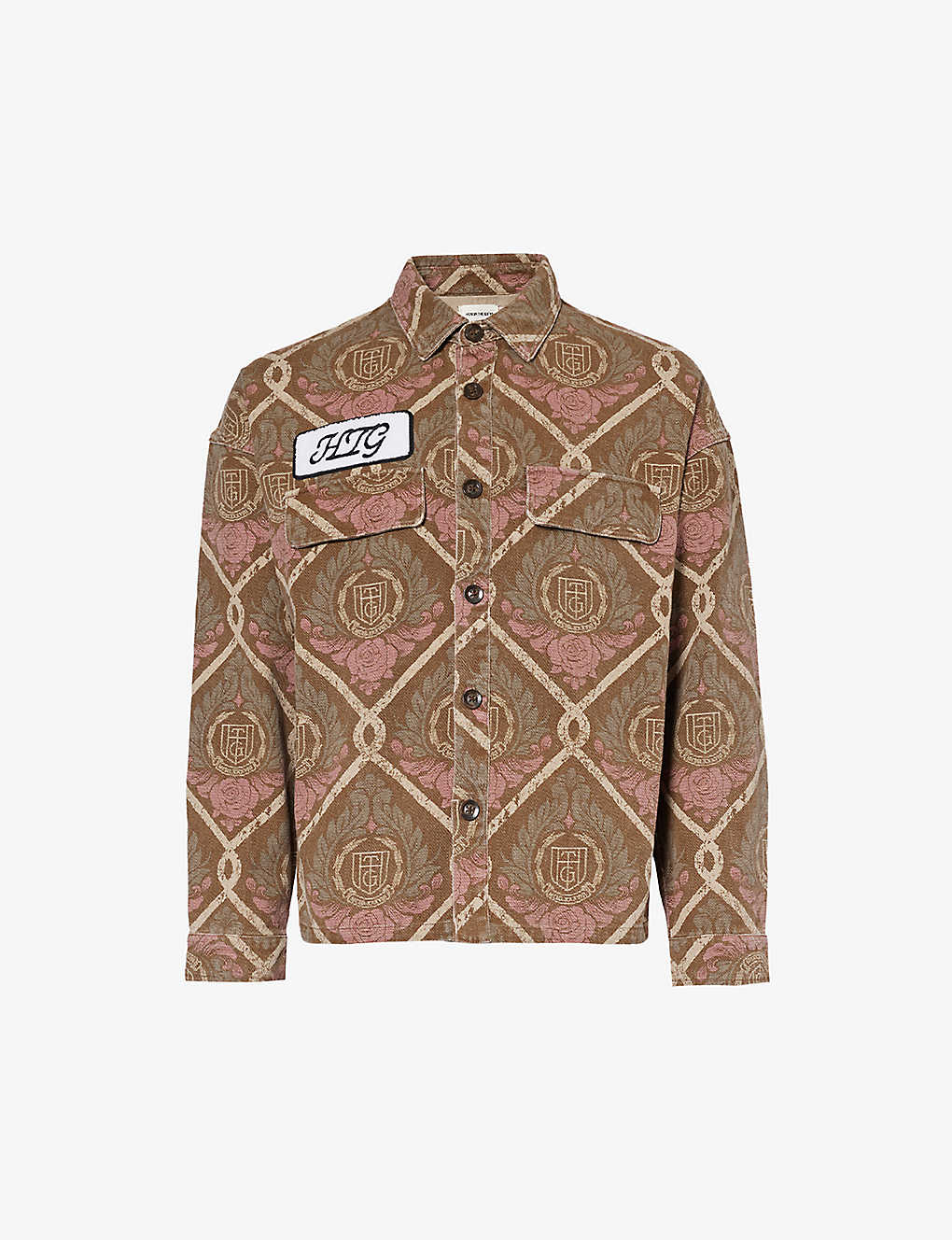 Honor The Gift Work Branded Relaxed-fit Denim Shirt In Brown