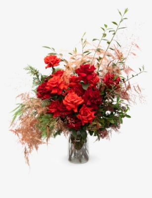YOUR LONDON FLORIST: Red Pepper rose fresh bouquet in glass vase