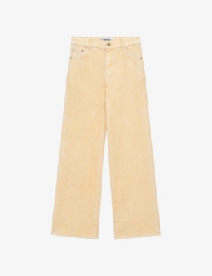 Loewe Womens Vanilla Wide-leg Mid-rise Jeans In Yellow