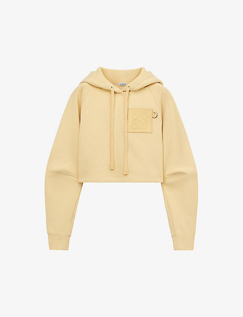 LOEWE: Anagram-patch cropped cotton-fleece hoody
