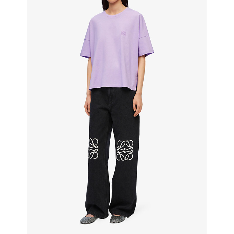 Shop Loewe Anagram-embroidered Boxy-fit Cotton-jersey T-shirt In Baby Lilac