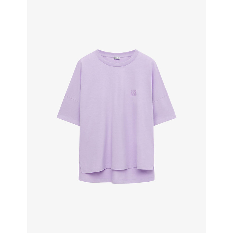 Shop Loewe Anagram-embroidered Boxy-fit Cotton-jersey T-shirt In Baby Lilac